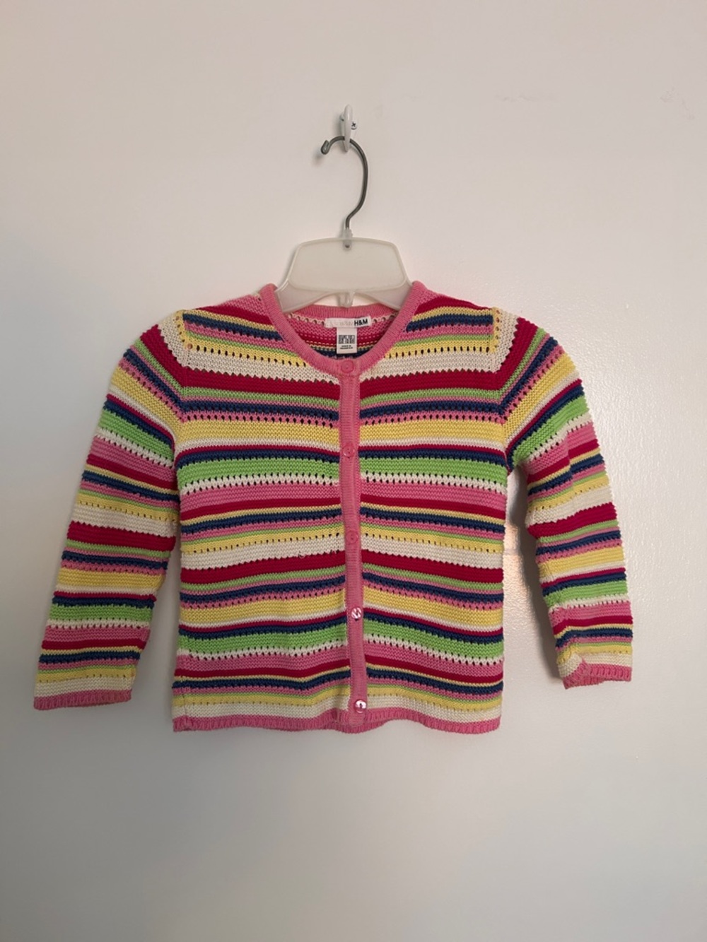 H&M Multicolor Striped Knit button-front sweater cardigan lightweight jacket Top